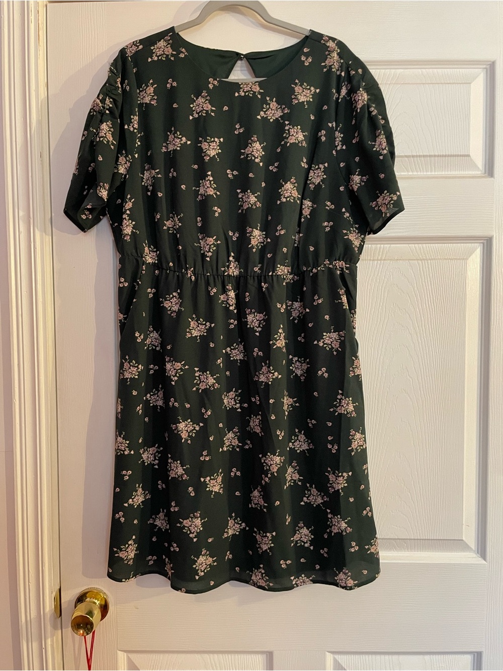torrid Dark Green Mini Dress with Pink Floral Print